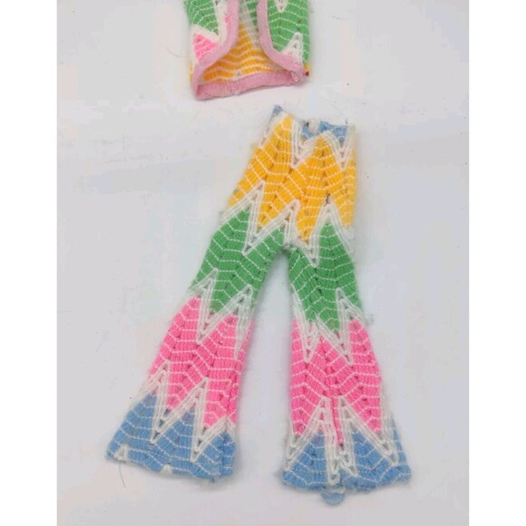 Vintage 1970s? Barbie Clone Crochet Knitted? Vest Bellbottom Pants Doll Fashion - Picture 5 of 6